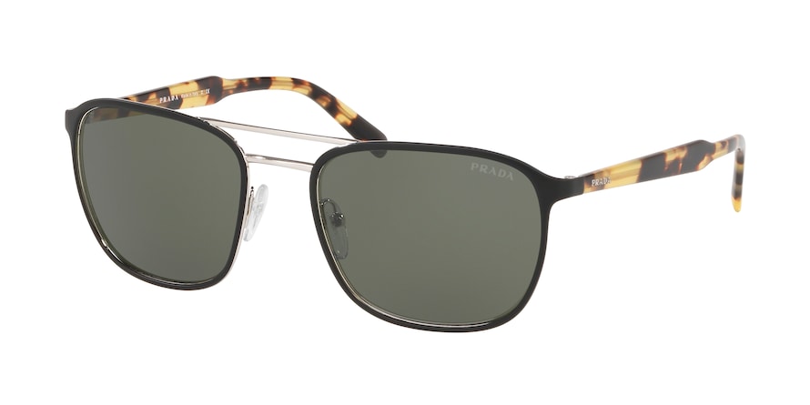 Prada CONCEPTUAL PR75VS Square Sunglasses 5240B2-TOP MATTE BLACK ON SILVER 56-20-145 - Color Map black