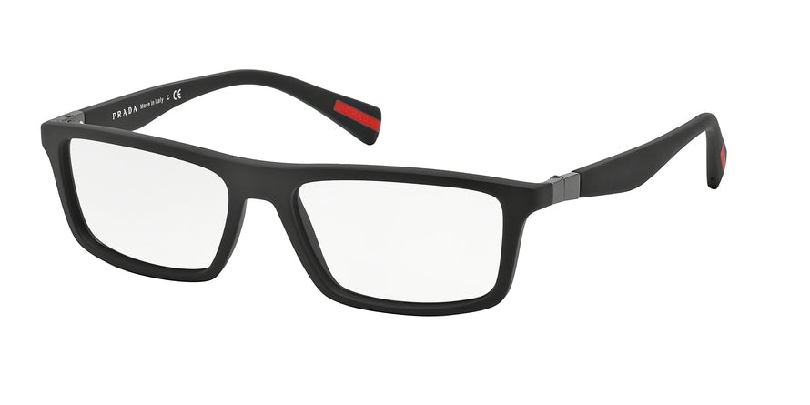 Prada Linea Rossa PS02FV Rectangle Eyeglasses DG01O1-BLACK RUBBER 56-16-140 - Color Map black