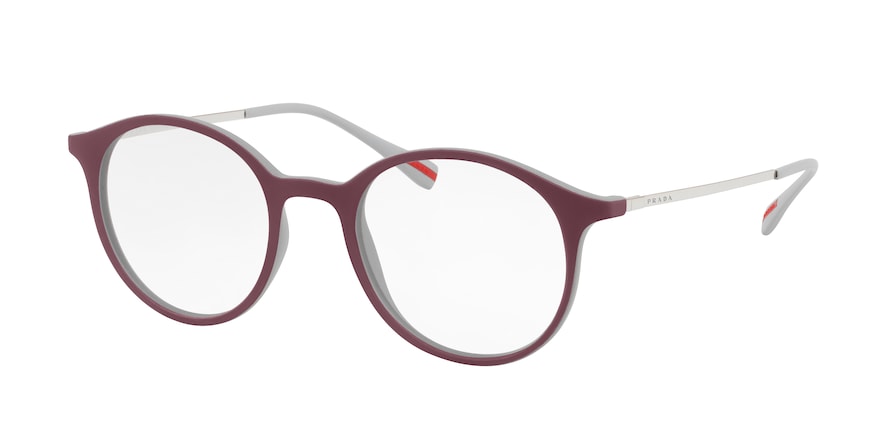 Prada Linea Rossa PS02IV Round Eyeglasses  VYZ1O1-TOP BORDEAUX/GREY RUBBER 51-20-140 - Color Map bordeaux