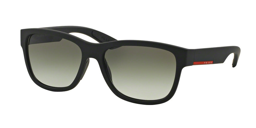 Prada Linea Rossa LIFESTYLE PS03QSF Rectangle Sunglasses DG00A7-BLACK RUBBER 59-16-145 - Color Map black