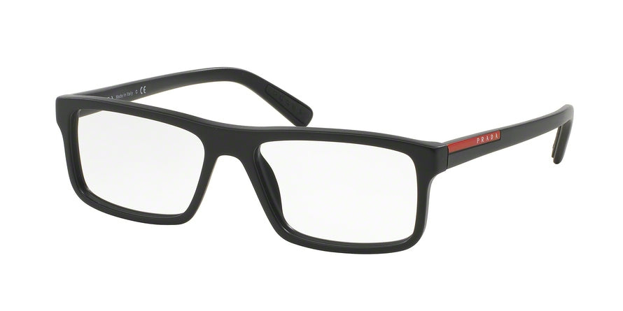 Prada Linea Rossa LIFESTYLE PS04GVF Rectangle Eyeglasses 1BO1O1-MATTE BLACK 55-16-140 - Color Map black