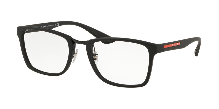 Prada Linea Rossa ACTIVE PS06LV Rectangle Eyeglasses  DG01O1-BLACK RUBBER 55-21-145 - Color Map black