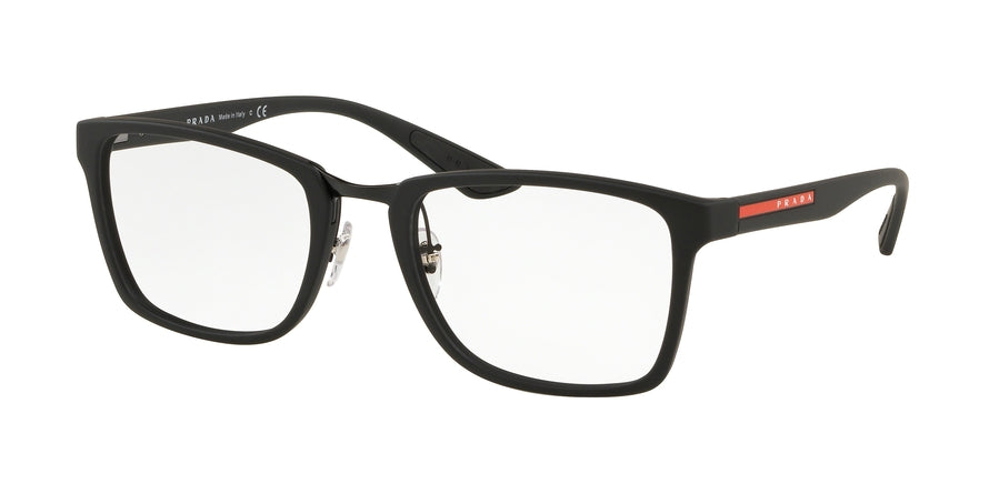 Prada Linea Rossa ACTIVE PS06LV Rectangle Eyeglasses DG01O1-BLACK RUBBER 55-21-145 - Color Map black