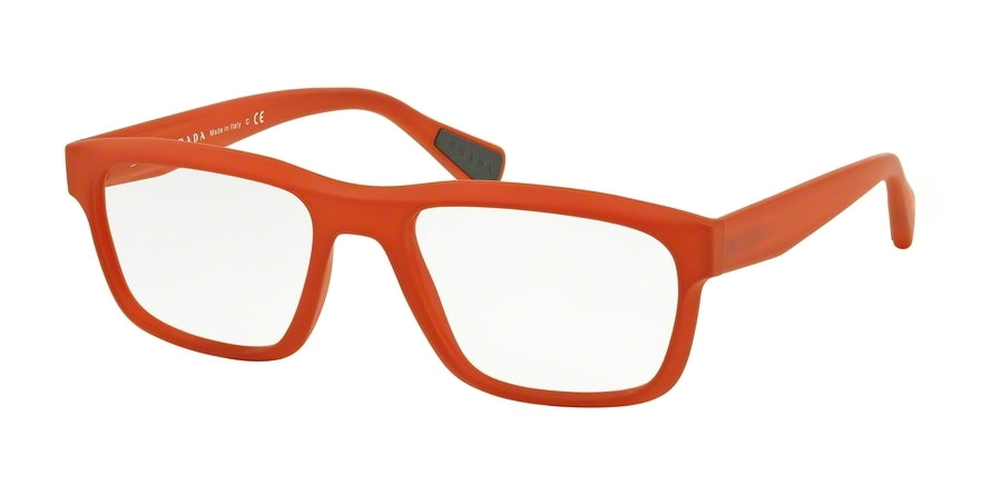 Prada Linea Rossa PS07GV Rectangle Eyeglasses UFN1O1-ORANGE RUBBER 53-18-140 - Color Map orange