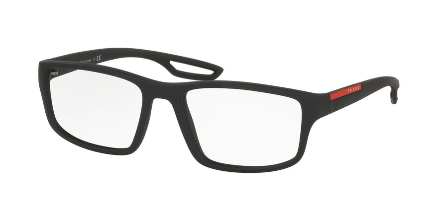 Prada Linea Rossa PS09GV Rectangle Eyeglasses DG01O1-BLACK RUBBER 55-18-140 - Color Map black