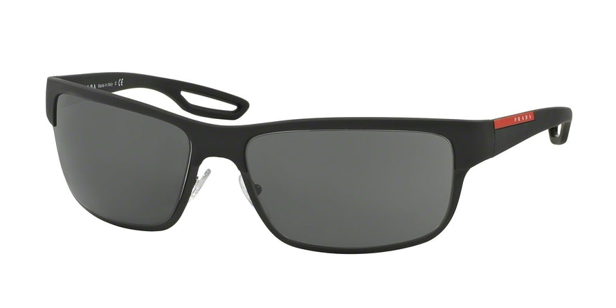 Prada Linea Rossa PS50QS Rectangle Sunglasses DG01A1-BLACK RUBBER/MATTE BLACK 64-18-130 - Color Map black