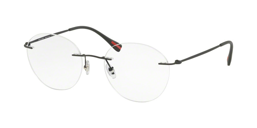 Prada Linea Rossa LIFESTYLE PS52IV Round Eyeglasses DG01O1-BLACK RUBBER 52-19-140 - Color Map black