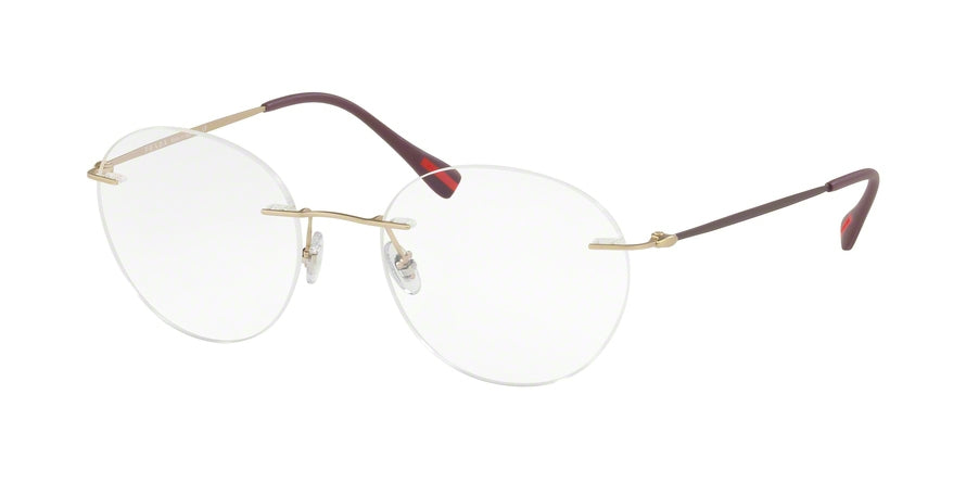 Prada Linea Rossa PS52IV Round Eyeglasses EAG1O1-MATTE PALE GOLD 52-19-140 - Color Map gold