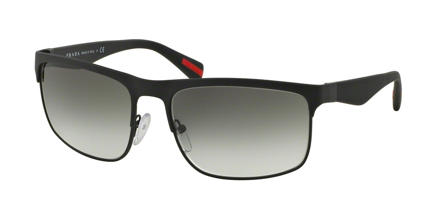 Prada Linea Rossa PS56PS Rectangle Sunglasses DG00A7-BLACK RUBBER 60-18-135 - Color Map black
