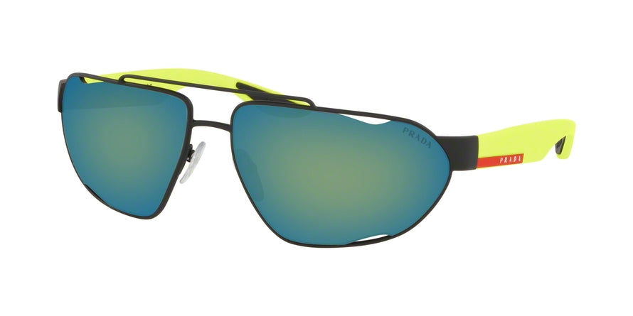 Prada Linea Rossa ACTIVE PS56US Irregular Sunglasses 4514J2-BLACK RUBBER 66-15-130 - Color Map black