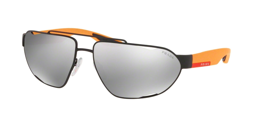 Prada Linea Rossa ACTIVE PS56US Irregular Sunglasses 4522B0-BLACK RUBBER 66-15-130 - Color Map black