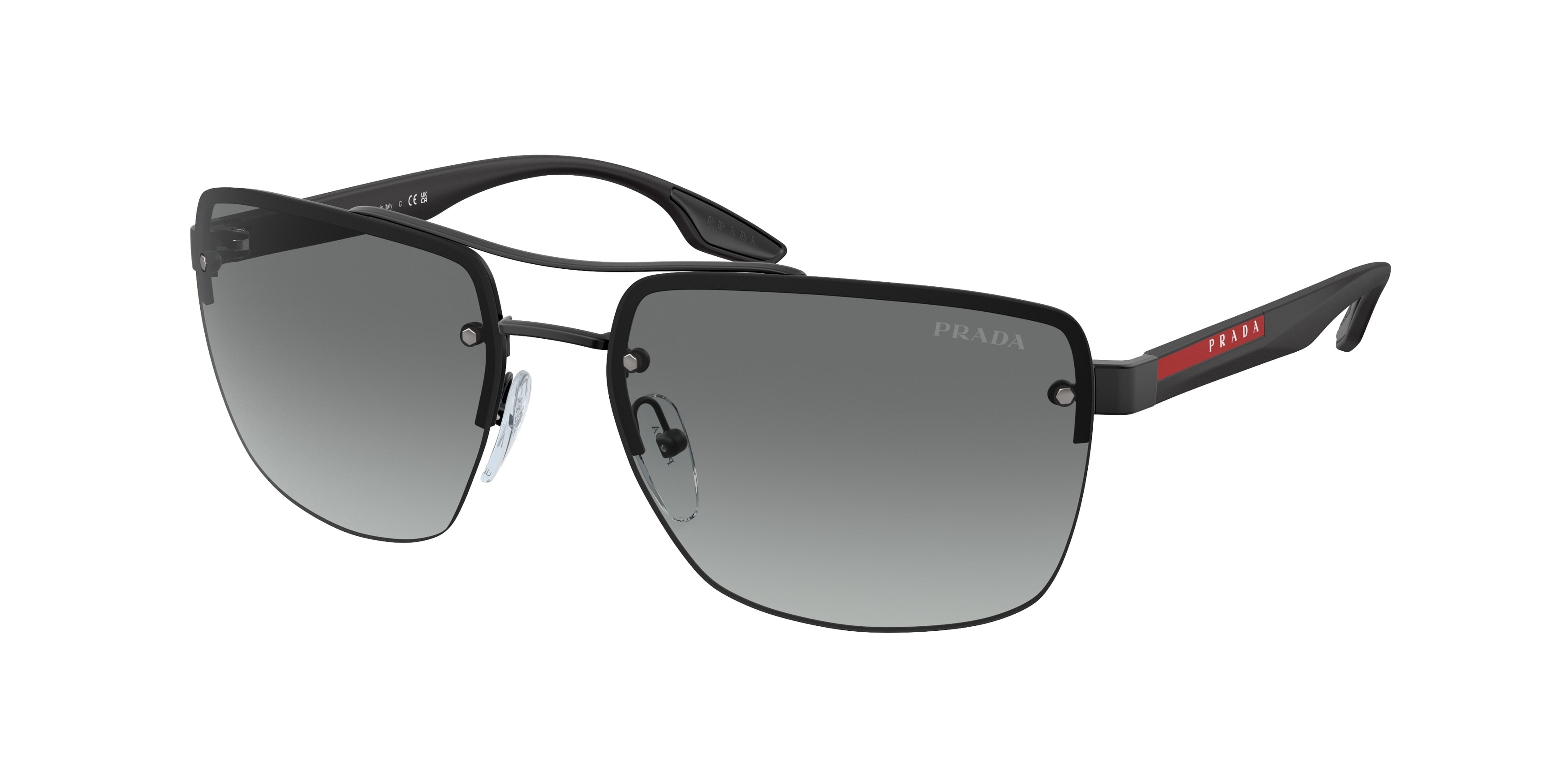 Prada Linea Rossa LIFESTYLE PS60US Square Sunglasses  DG03M1-Black Rubber 62-140-16 - Color Map Black