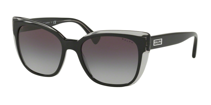 Ralph RA5242 Square Sunglasses  56828G-SHINY TOP BLACK ON GREY 55-18-140 - Color Map black