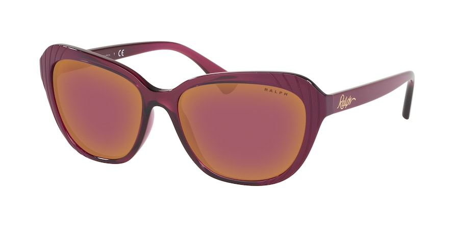Ralph RA5258 Pillow Sunglasses  5780D0-PINK GR HORIZ DARK PINK 56-16-140 - Color Map purple/reddish