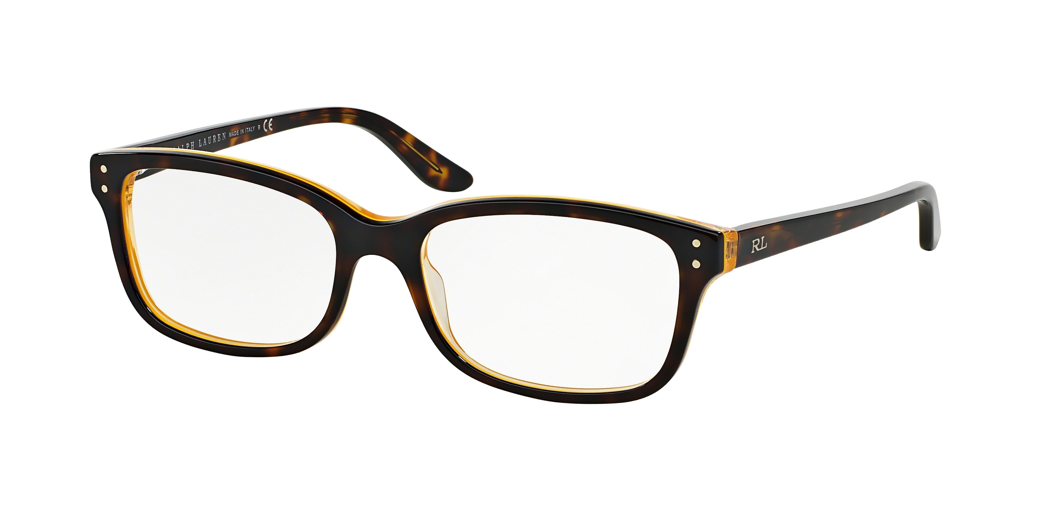 Ralph Lauren RL6062 Square Eyeglasses  5277-Shiny Dark Havana On Yellow 52-135-16 - Color Map Brown