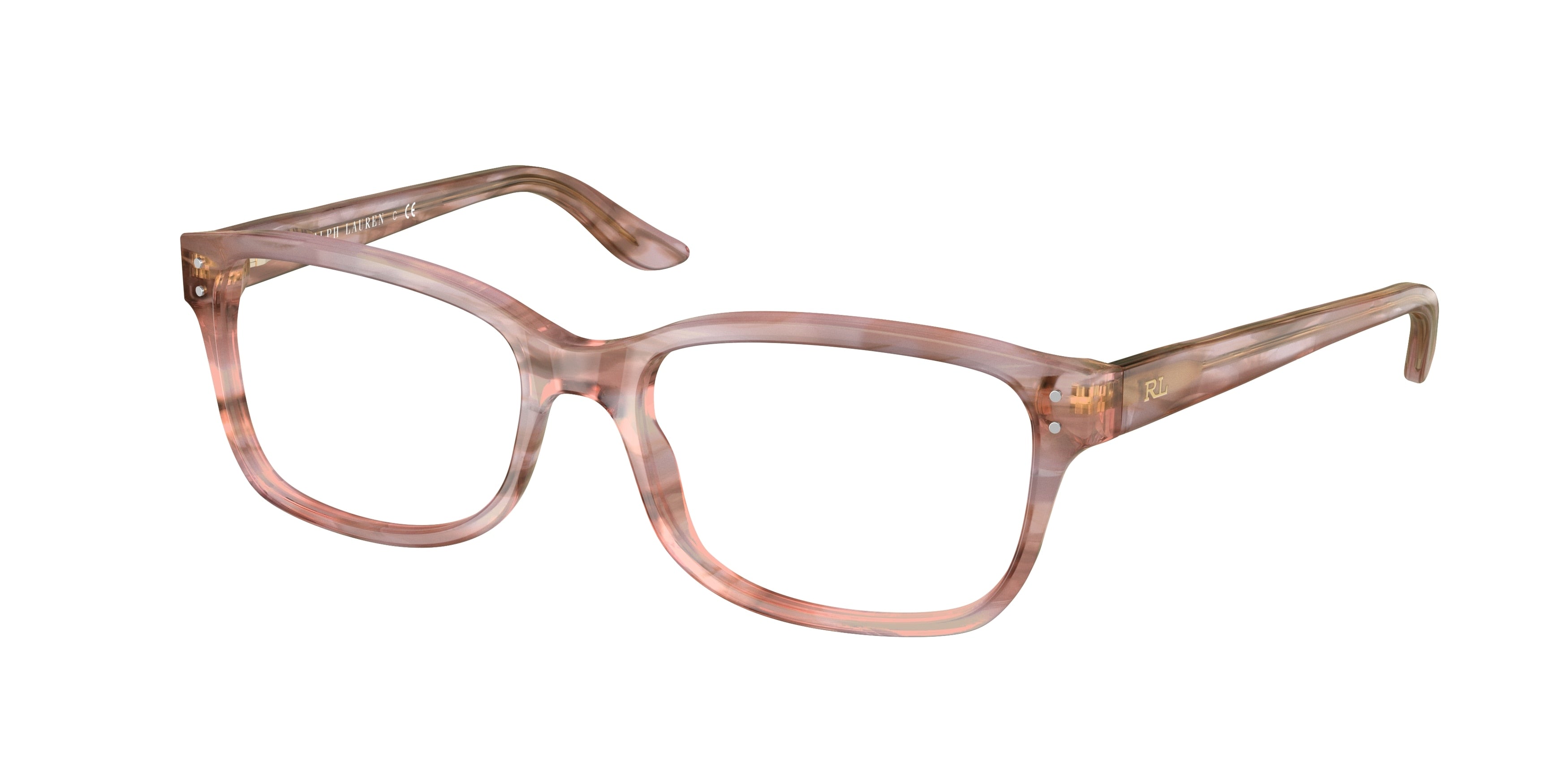 Ralph Lauren RL6062 Square Eyeglasses  5878-Shiny Striped Pink 52-135-16 - Color Map Pink