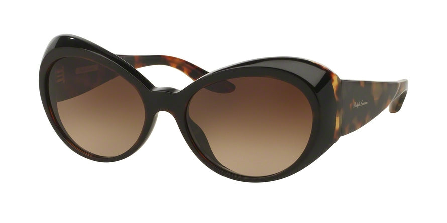 Ralph Lauren RL8139 Irregular Sunglasses  558713-TOP STRIPED HAVANA ON BLACK 58-18-135 - Color Map havana