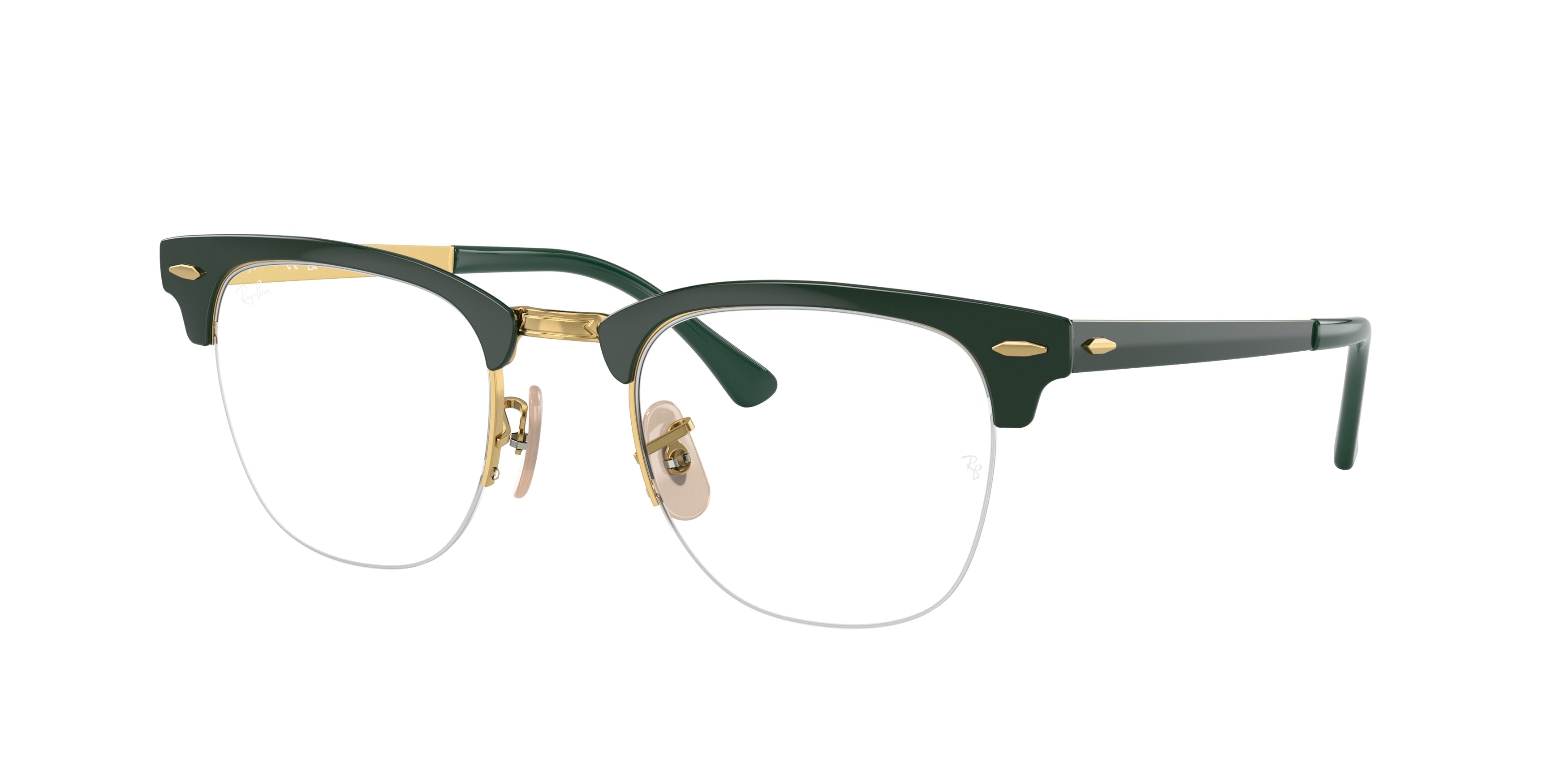 Ray-Ban Optical CLUBMASTER METAL RX3716VM Square Eyeglasses 3149-Green On Gold 50-145-22 - Color Map Green