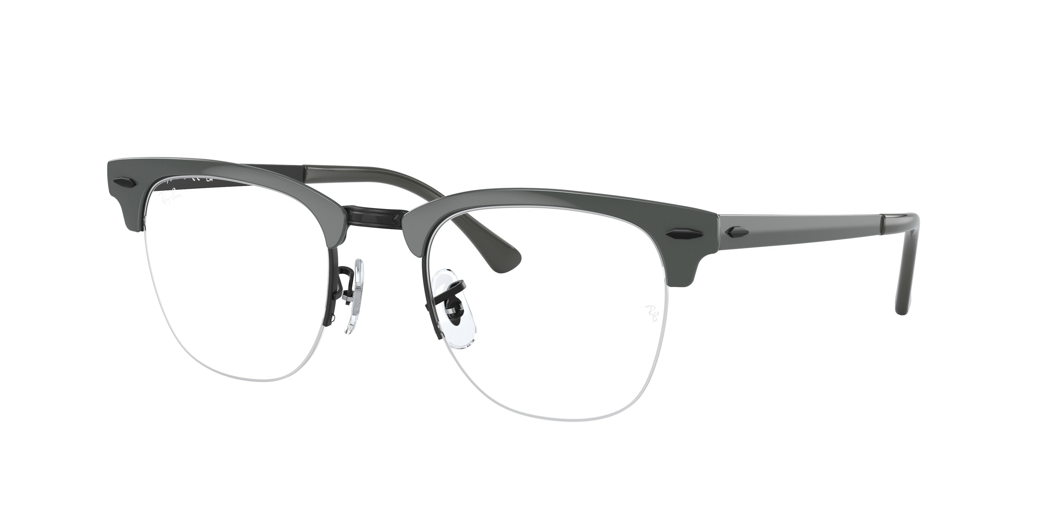 Ray-Ban Optical CLUBMASTER METAL RX3716VM Square Eyeglasses 3150-Grey On Black 50-145-22 - Color Map Grey