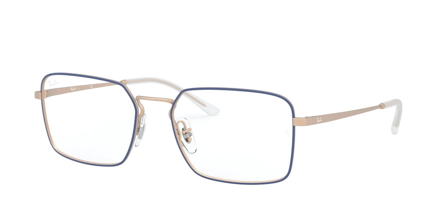 Ray-Ban Optical RX6440 Square Eyeglasses 3053-MATT BLUE ON RUBBER COPPER 55-18-140 - Color Map blue