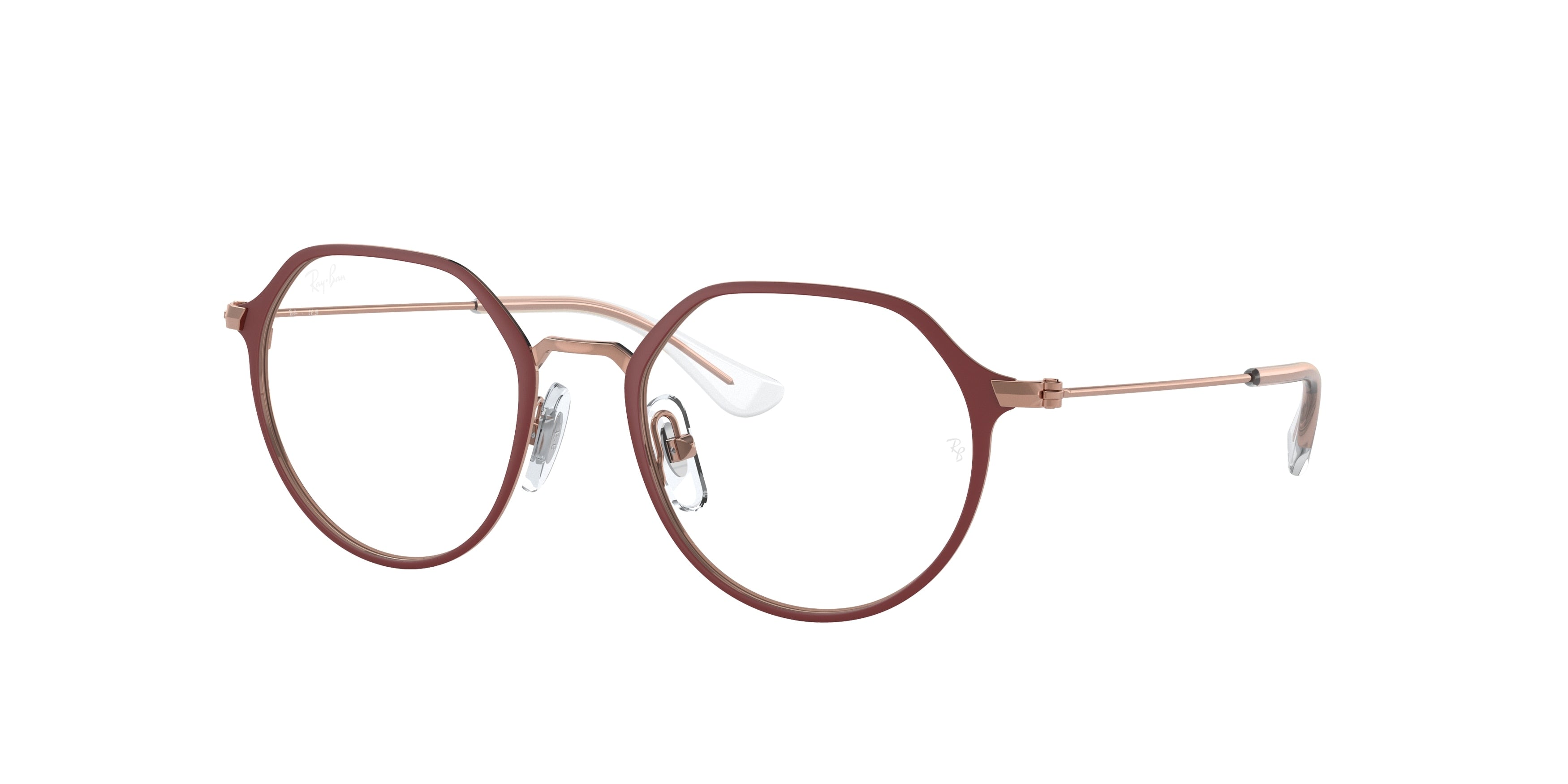 Ray-Ban Junior Vista RY1058F Irregular Eyeglasses 4077-Bordeaux On Rose Gold 49-130-18 - Color Map Red