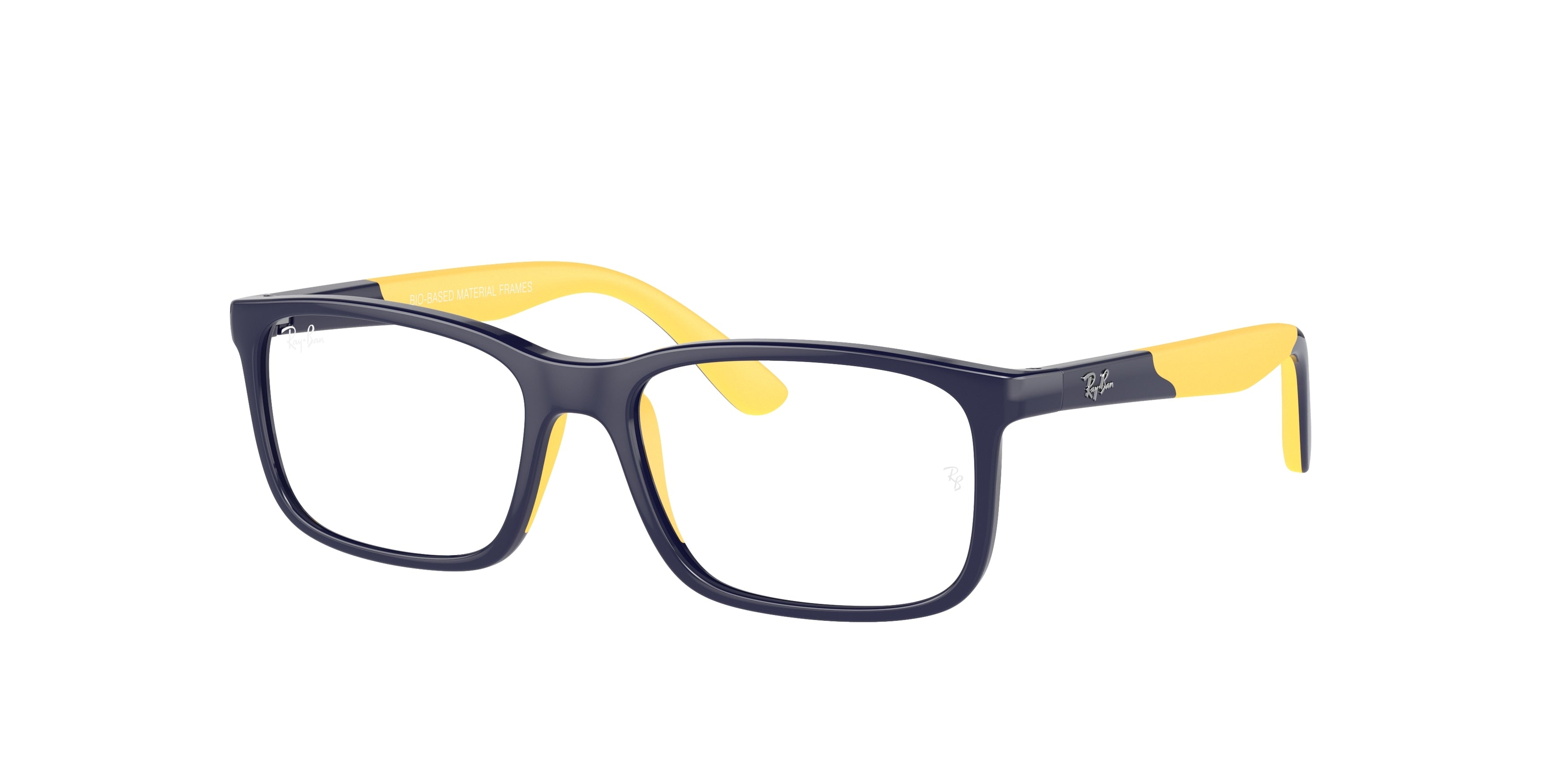 Ray-Ban Junior Vista RY1621F Rectangle Eyeglasses 3937-Dark Blue On Yellow 49-135-15 - Color Map Blue