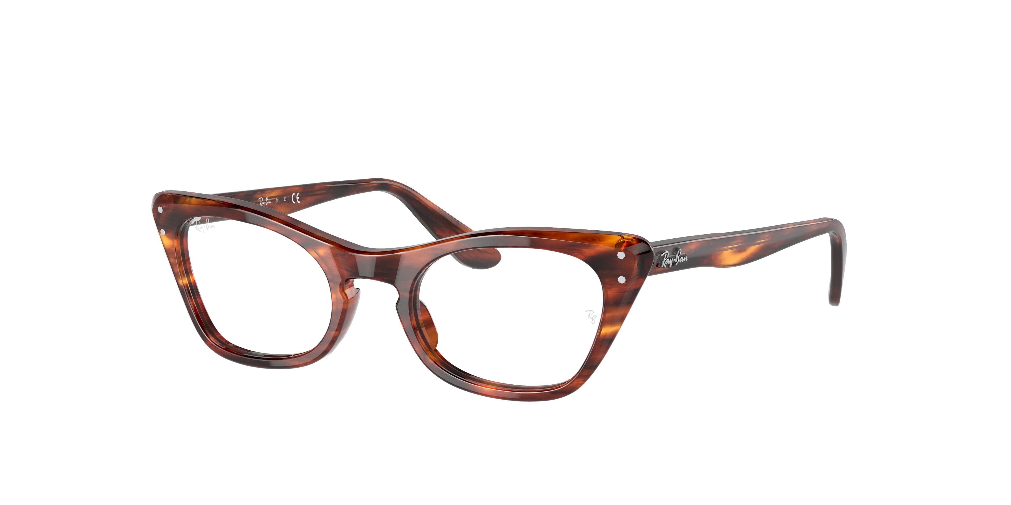 Ray-Ban Junior Vista MISS BURBANK RY9099V Cat Eye Eyeglasses 3888-Striped Havana 43-130-18 - Color Map Brown