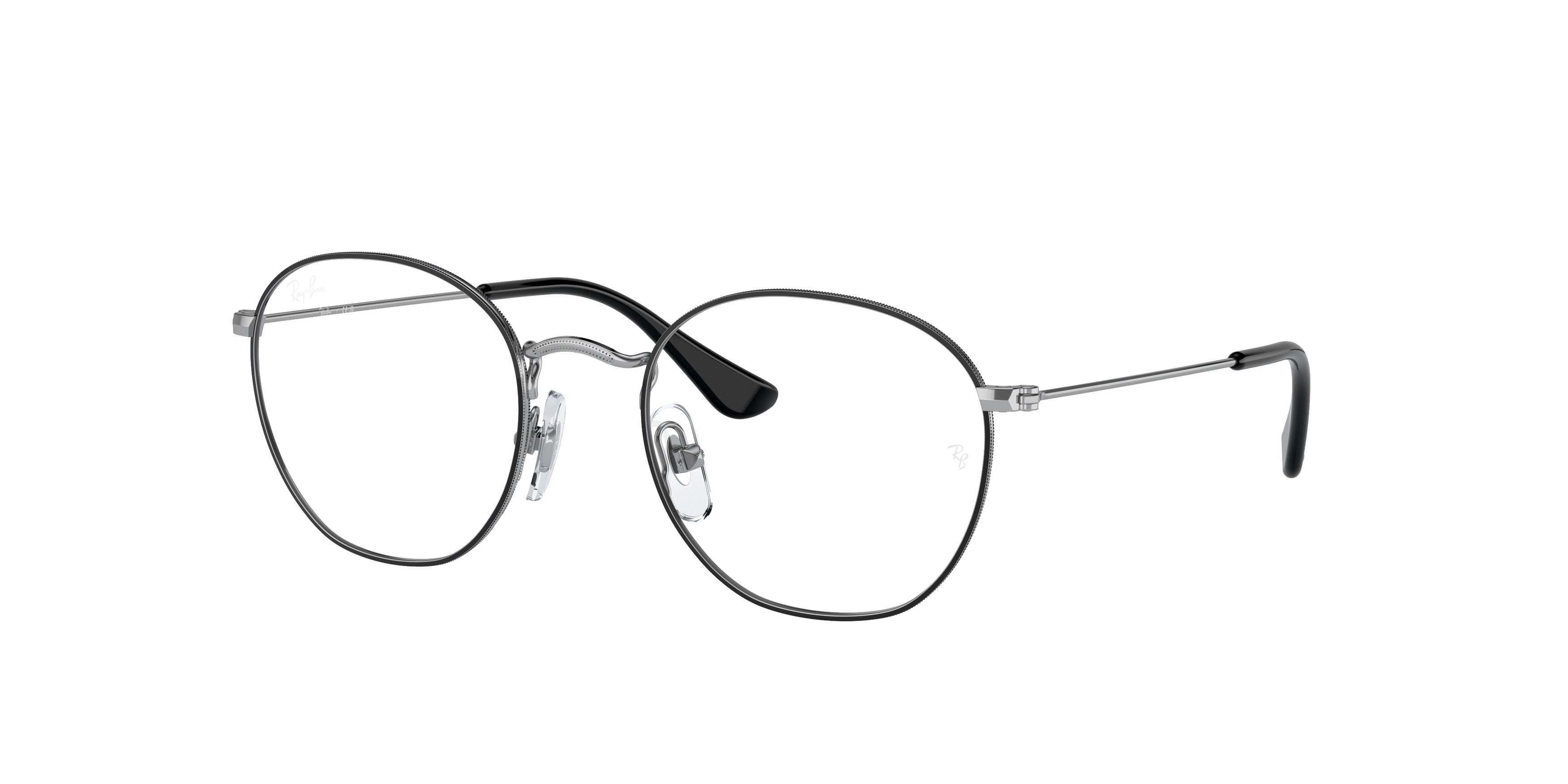 Ray-Ban Junior Vista JUNIOR ROB RY9572V Irregular Eyeglasses 4064-Black On Silver 48-130-19 - Color Map Black