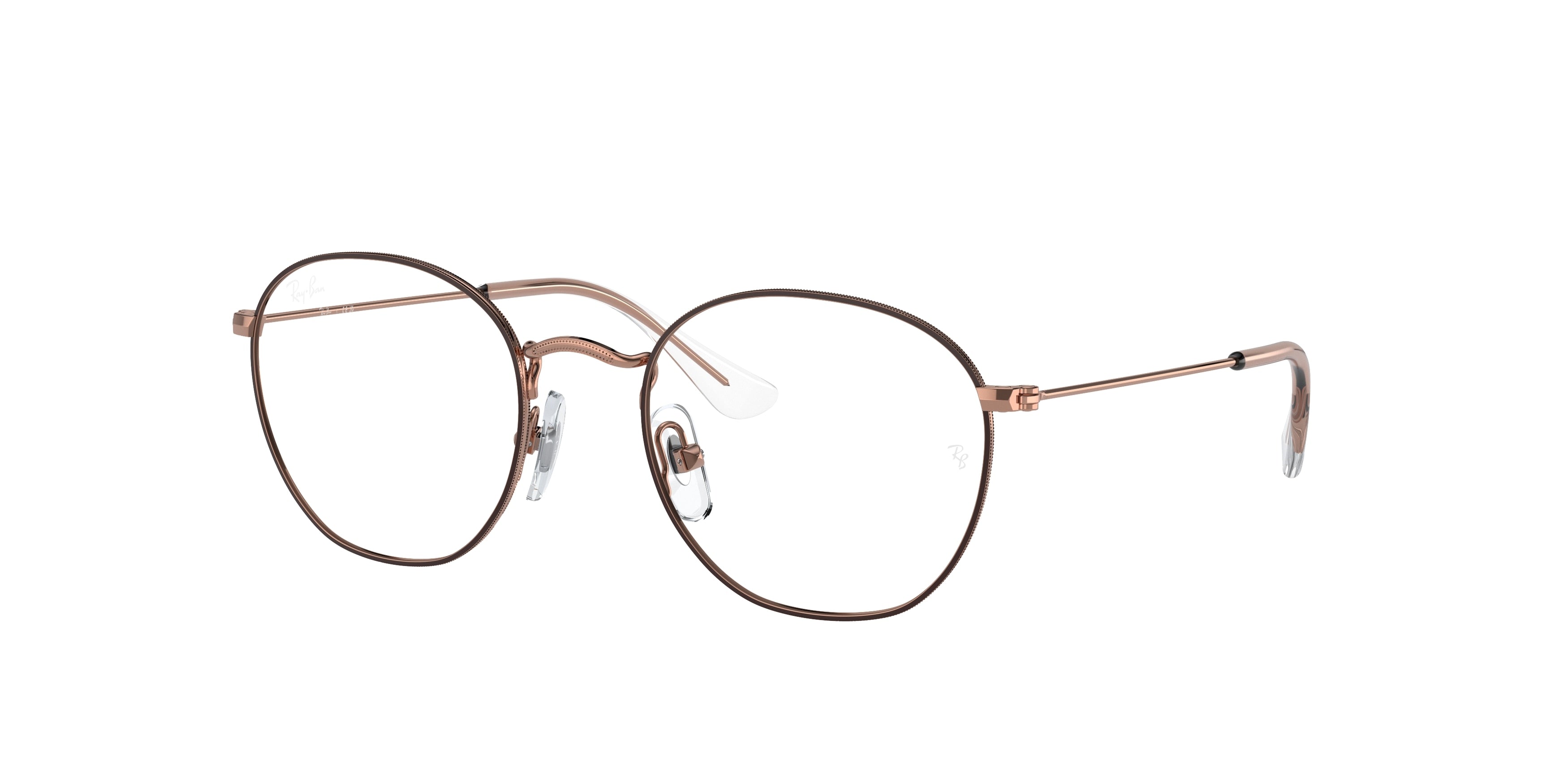 Ray-Ban Junior Vista JUNIOR ROB RY9572V Irregular Eyeglasses 4087-Brown On Rose Gold 48-130-19 - Color Map Brown