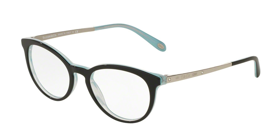 Tiffany TF2128BF Phantos Eyeglasses 8193-BLACK/STRIPED BLUE 50-18-140 - Color Map black