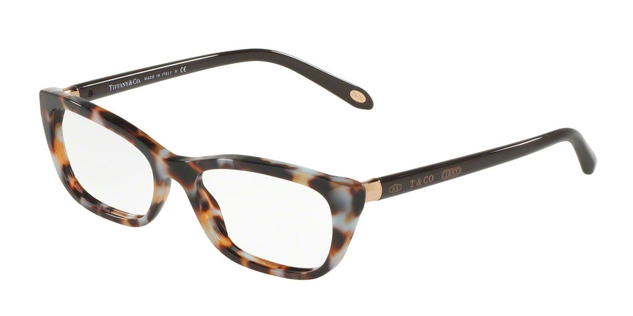 Tiffany TF2136F Pillow Eyeglasses 8212-DARK HAVANA SPOTTED BLUE 53-16-140 - Color Map havana