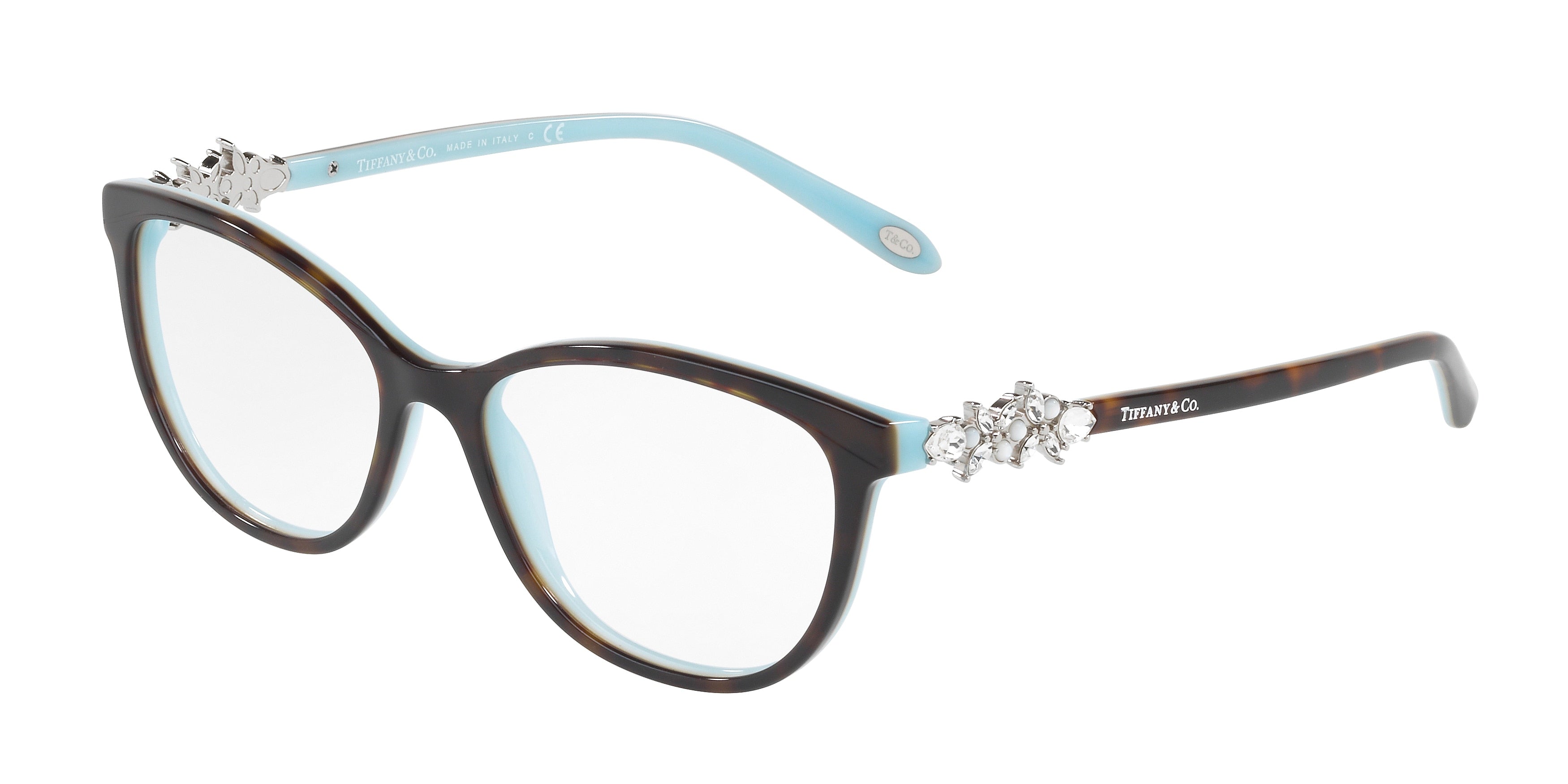 Tiffany TF2144HB Cat Eye Eyeglasses  8134-Havana On Tiffany Blue 54-140-16 - Color Map Brown