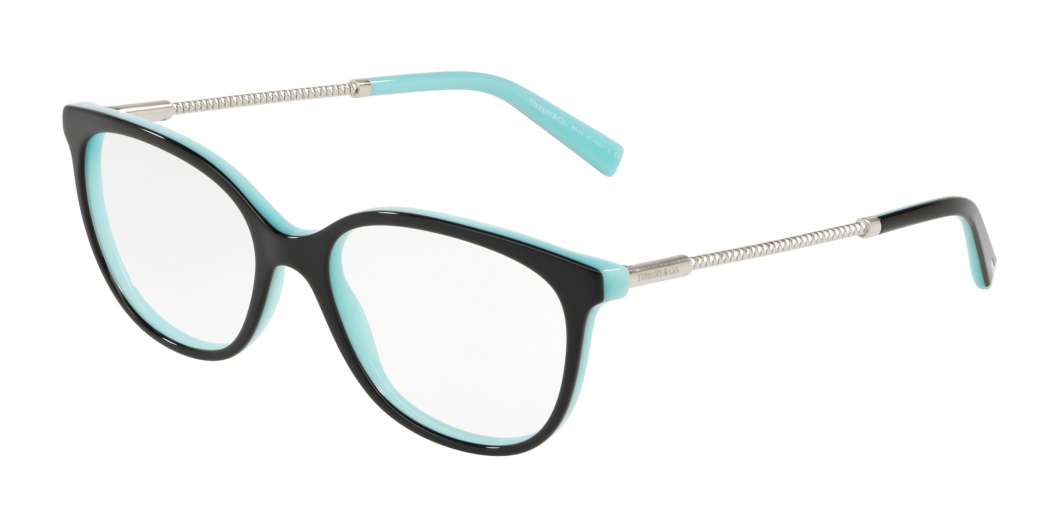 Tiffany TF2168 Square Eyeglasses  8055-Black On Tiffany Blue 54-140-17 - Color Map Black