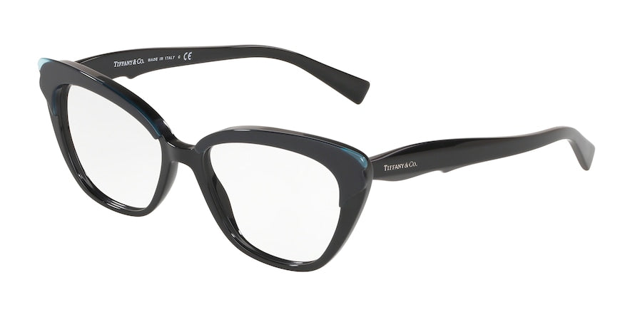 Tiffany TF2184 Cat Eye Eyeglasses 8279-CRYSTAL BLUE ON BLACK 53-16-140 - Color Map light blue