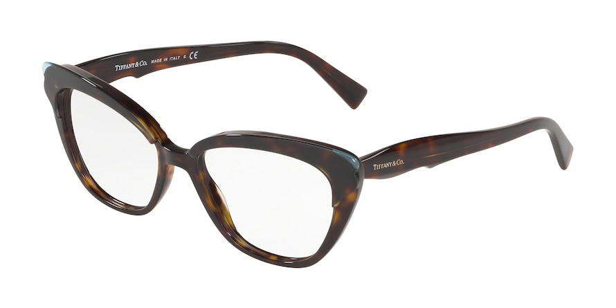Tiffany TF2184 Cat Eye Eyeglasses 8280-CRYSTAL BLUE ON HAVANA 53-16-140 - Color Map light blue