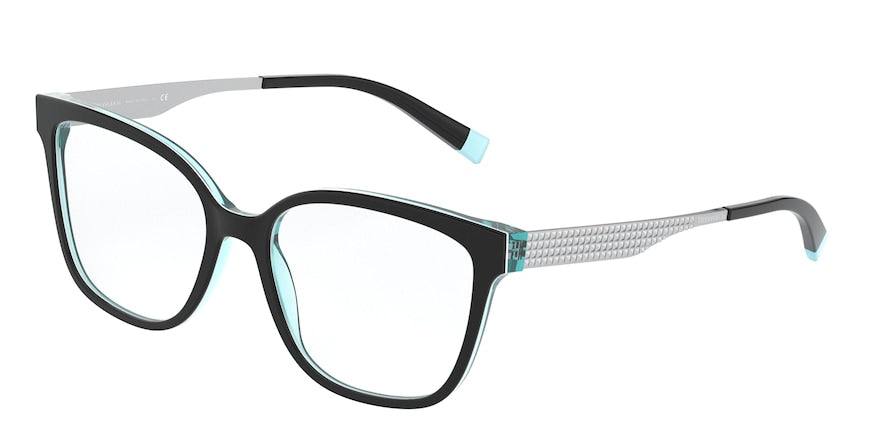 Tiffany TF2189 Square Eyeglasses 8274-BLACK/WHITE/BLUE 54-17-140 - Color Map black