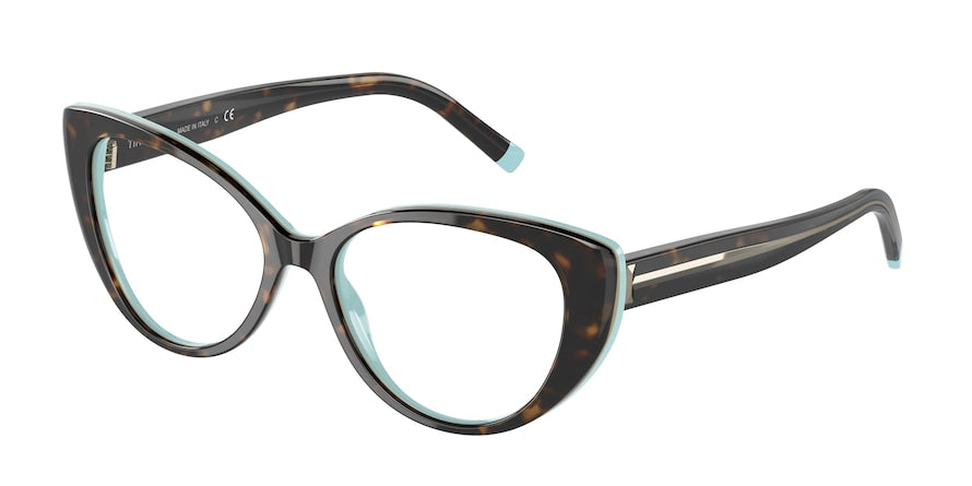 Tiffany TF2213 Cat Eye Eyeglasses 8134-HAVANA ON TIFFANY BLUE 53-16-140 - Color Map havana