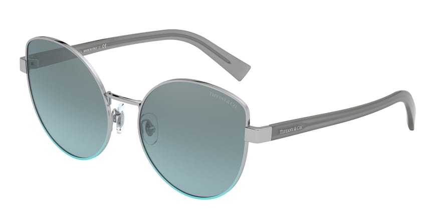 Tiffany TF3068 Irregular Sunglasses 61437C-SILVER GRADIENT BLUE 56-18-140 - Color Map silver