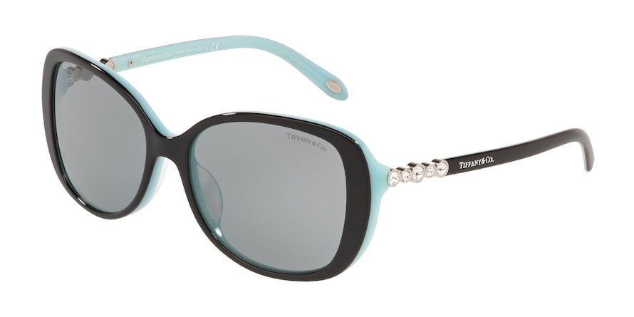Tiffany TF4121BF Rectangle Sunglasses 8309/1-BLACK/BLUE 55-16-140 - Color Map black