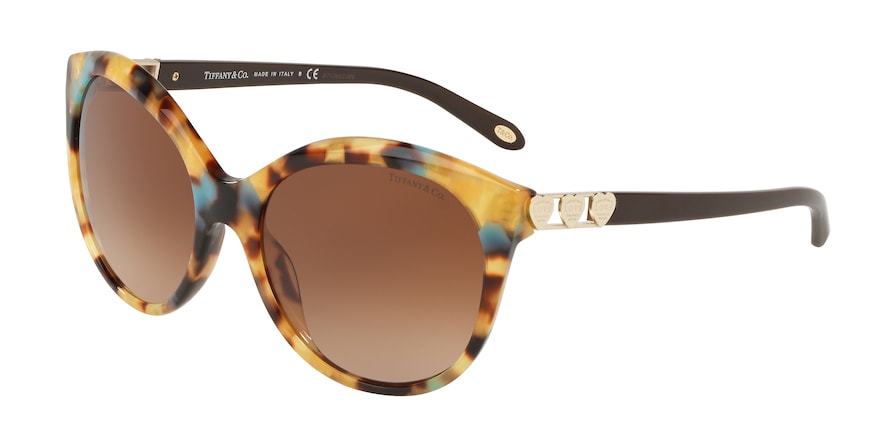Tiffany TF4133 Round Sunglasses 82143B-YELLOW HAVANA BLUE 56-18-140 - Color Map blue