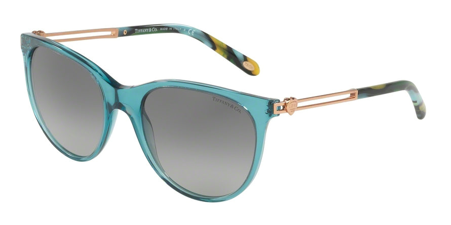 Tiffany TF4139 Square Sunglasses 82243C-TRANSPARENT TURQUOISE 55-20-140 - Color Map green