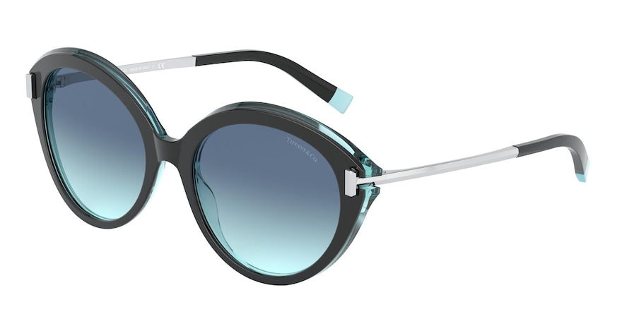 Tiffany TF4167 Round Sunglasses 82859S-BLACK/TRANSPARENT BLUE 54-18-140 - Color Map black