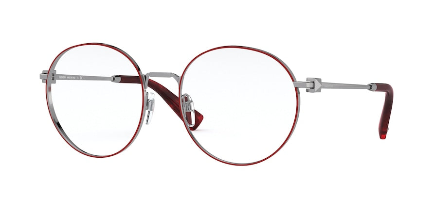Valentino VA1020 Round Eyeglasses 3012-GUNMETAL/RED 54-18-140 - Color Map red