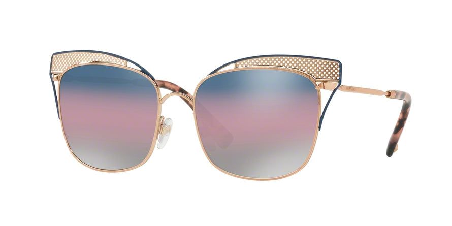 Valentino VA2017 Square Sunglasses 3031E6-ROSE GOLD BLUE 55-17-140 - Color Map pink