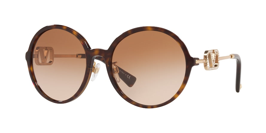 Valentino VA4075F Round Sunglasses  500213-HAVANA 57-19-140 - Color Map brown