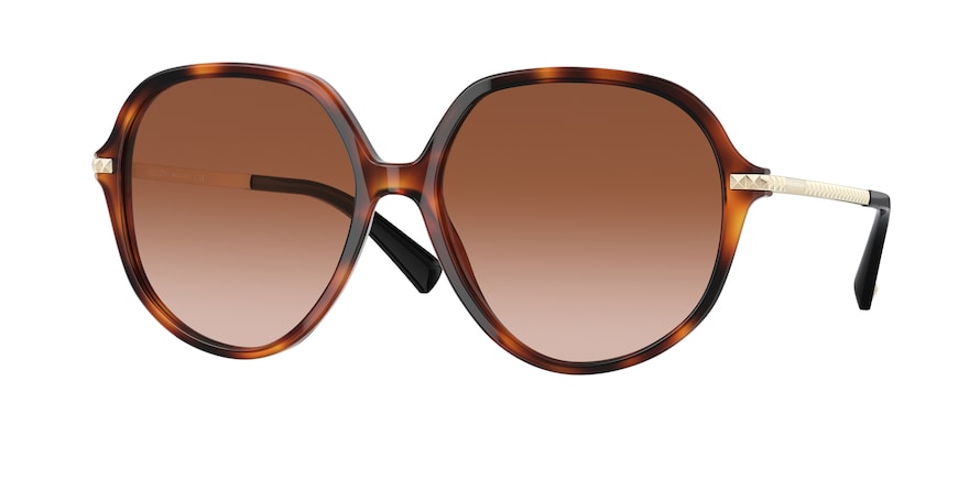 Valentino VA4099F Irregular Sunglasses 501113-LIGHT HAVANA 57-16-140 - Color Map brown