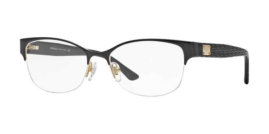 Versace VE1222 Oval Eyeglasses  1342-GOLD 53-17-140 - Color Map black