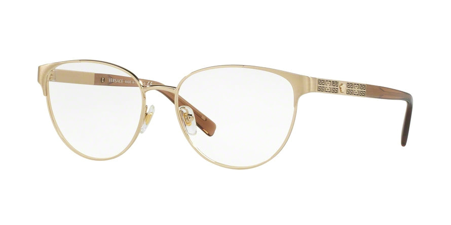 Versace VE1238 Phantos Eyeglasses 1339-BRUSHED PALE GOLD 52-16-140 - Color Map gold