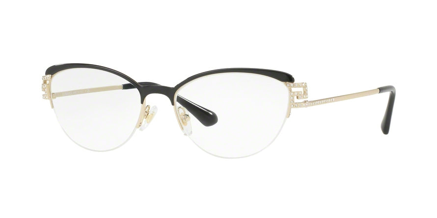 Versace VE1239B Cat Eye Eyeglasses 1291-BLACK/PALE GOLD 53-17-140 - Color Map gold