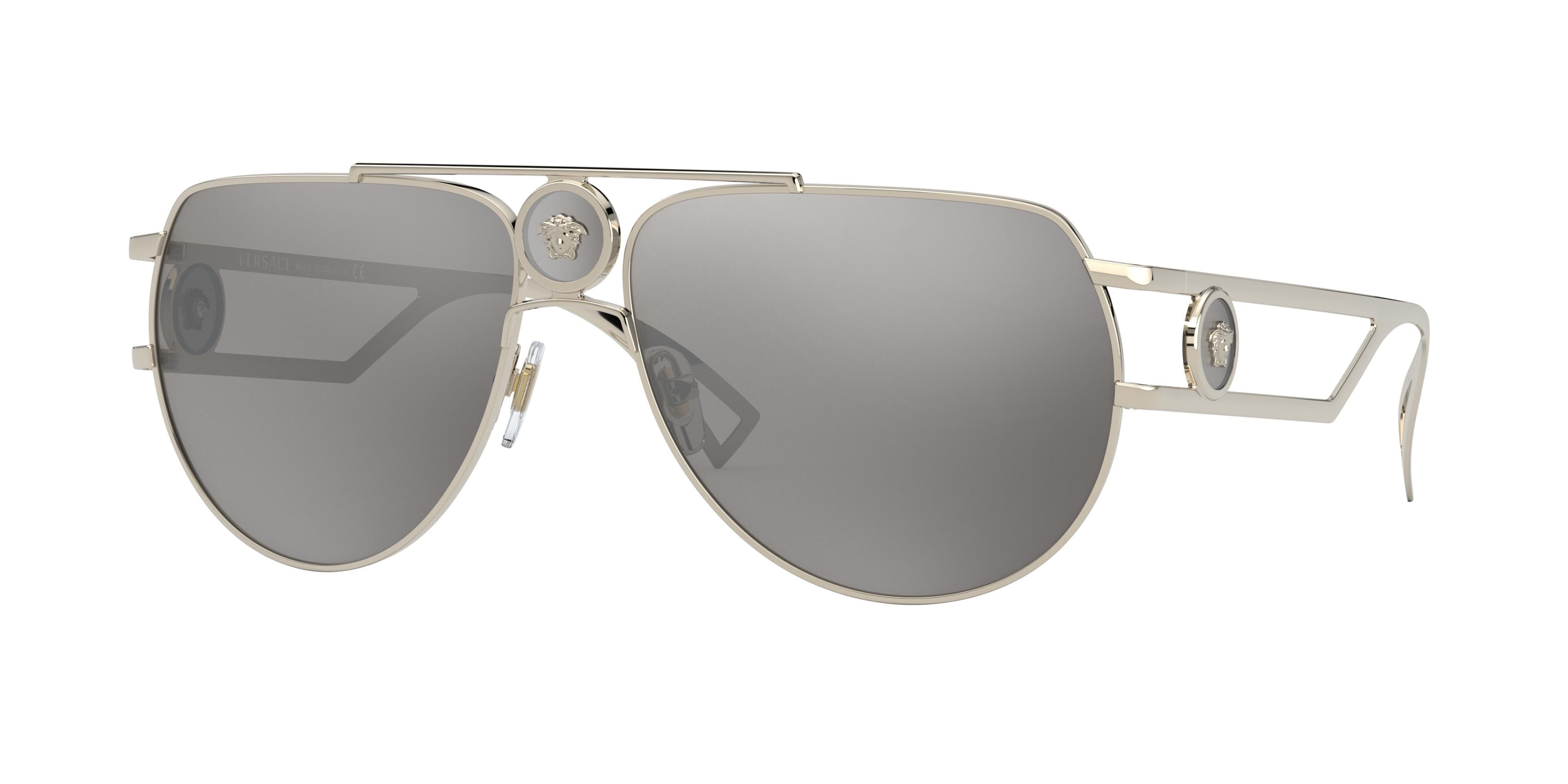 Versace VE2225 Pilot Sunglasses  12526G-Pale Gold 60-140-15 - Color Map Gold
